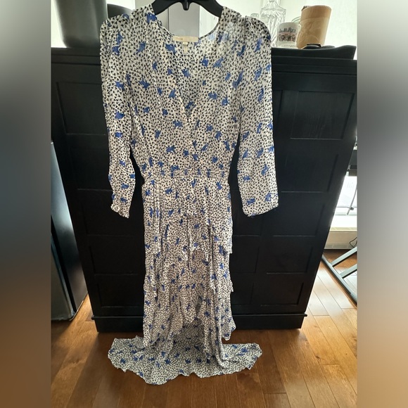 Maje Assymetric Dress in printed muslin - Picture 3 of 10